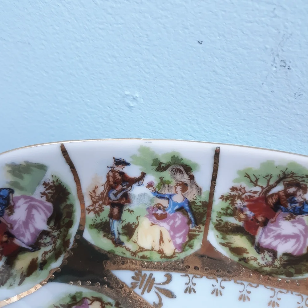 1890s Hand Painted Royal Vienna Oval Portrait Plate Bon Bon Dish Beehive Mark